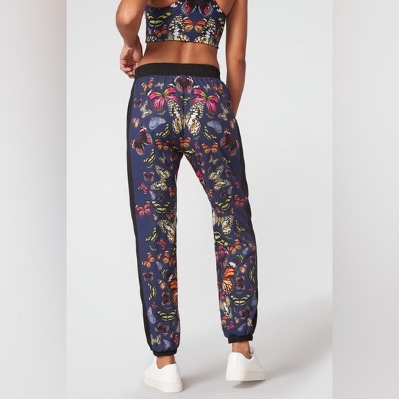 Terez Blue Pink Red kaleidoscope butterfly jogger RipStop Track Pants Sz L - Picture 2 of 15